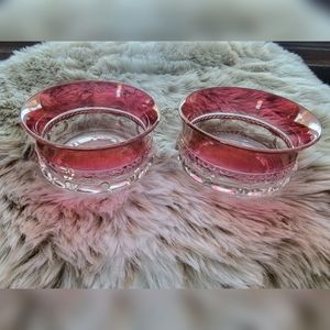 Set of Two Tiffin Franciscan King's Crown Cranberry Bowls